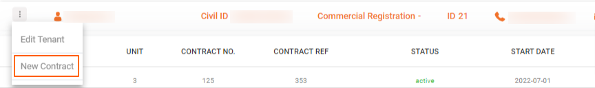 New contract from tenant row