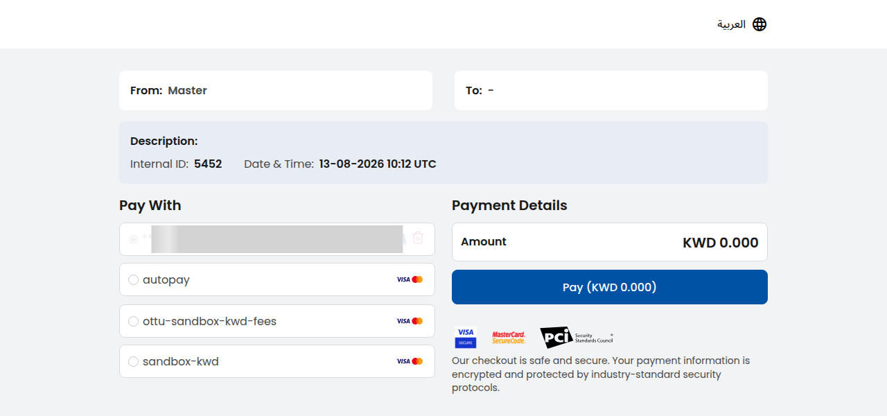 Adding a card: a secure checkout where the customer enters and saves a new card to the subscription