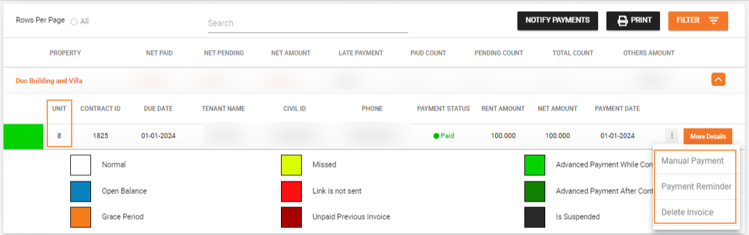 Invoices management dashboard