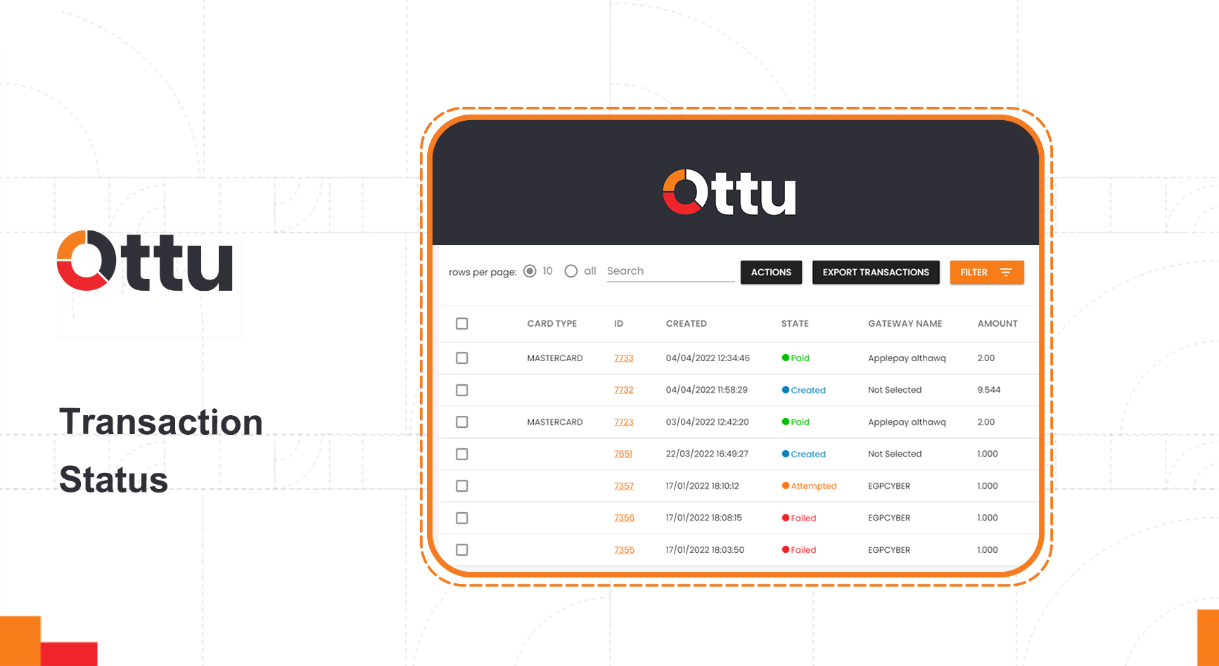 Shopify transaction details table